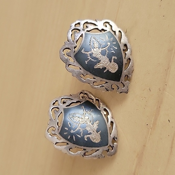 Siam Sterling Jewelry - Vintage Siam Sterling Silver Screw Back Earrings